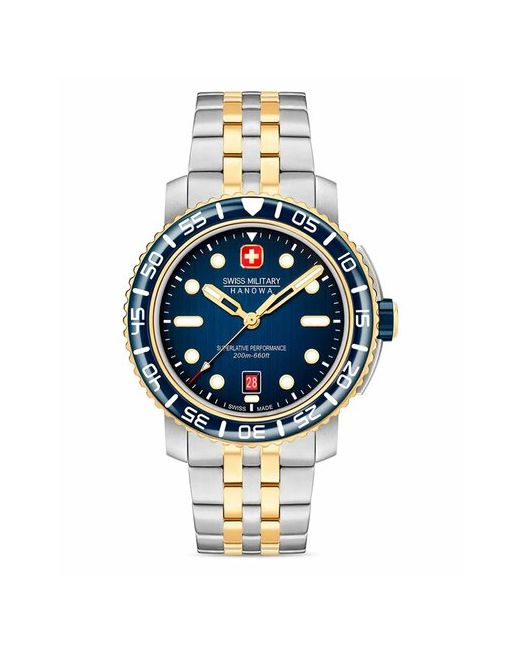 Swiss Military Hanowa Наручные часы Black Marlin SMWGH0001760 с гарантией синий золотой