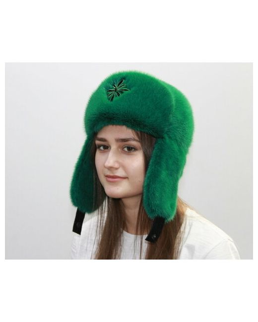 Мария Шапка ушанка Ушанка норковая размер 56-57 зеленый