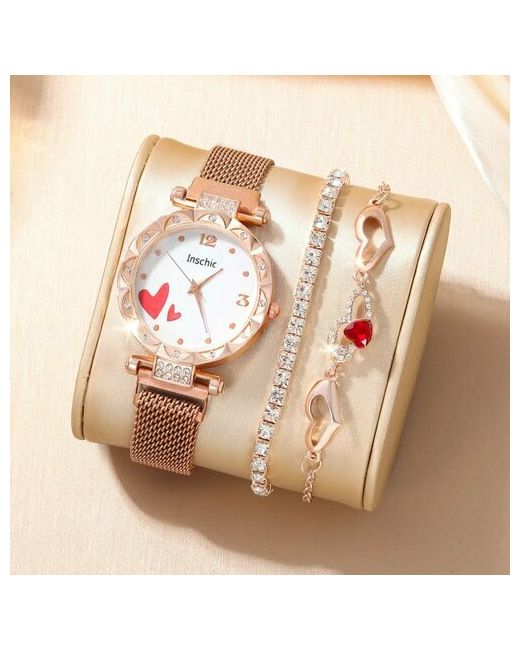 Time Lider Комплект бижутерии Набор женских украшений из 3-х предметов наручные часы браслеты 2 шт