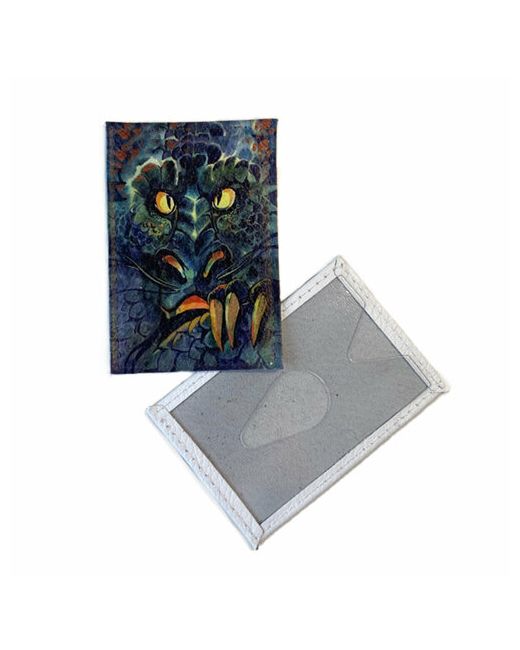 Eshemoda Обложка для проездного билета одной карточки с принтом Черный дракон 002563000 зеленый синий