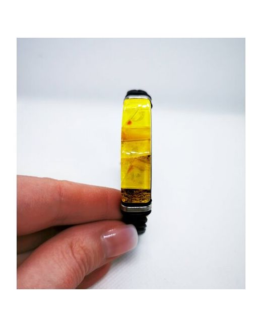 Дух Камня Жесткий браслет Верона янтарь размер 20 см. черный желтый