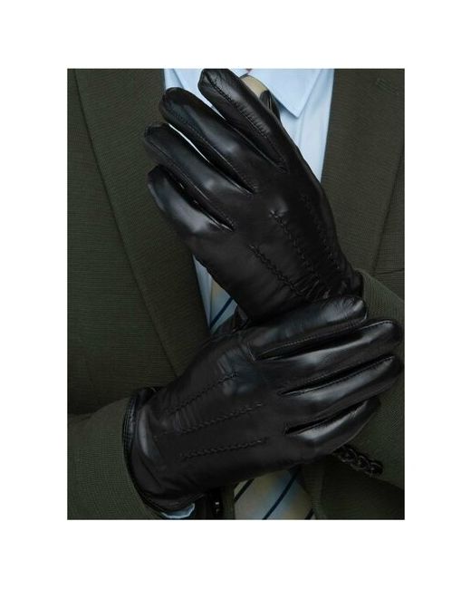 Zama перчатки черные зимние утепленные кожаные