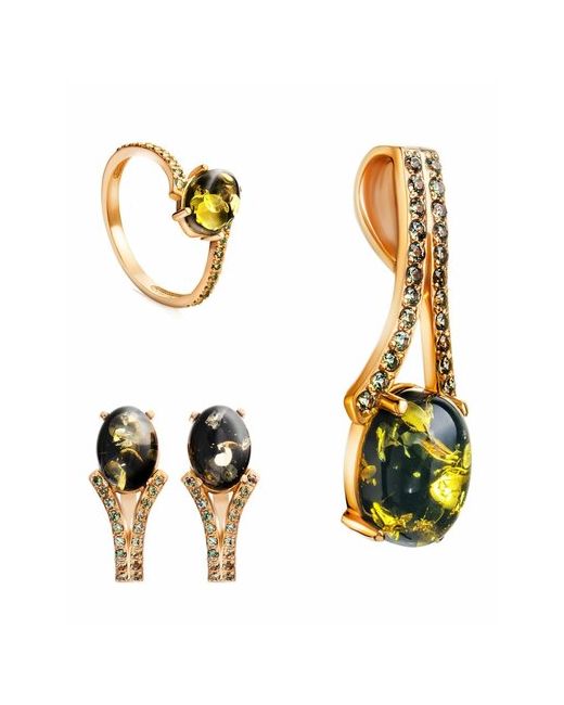 AmberHandMade Комплект бижутерии подвеска кольцо серьги янтарь