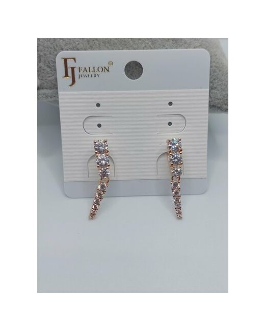 FJ Fallon Jewelry Серьги Сережки висюльки искусственный камень размер/диаметр 20 мм. золотой белый