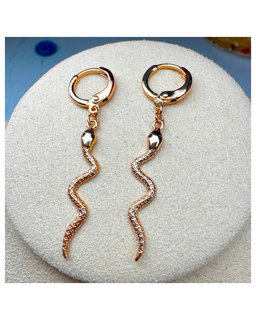 Xuping Jewelry Серьги с подвесками Позолоченные серьги-кольца змеями циркон размер/диаметр 45 мм.