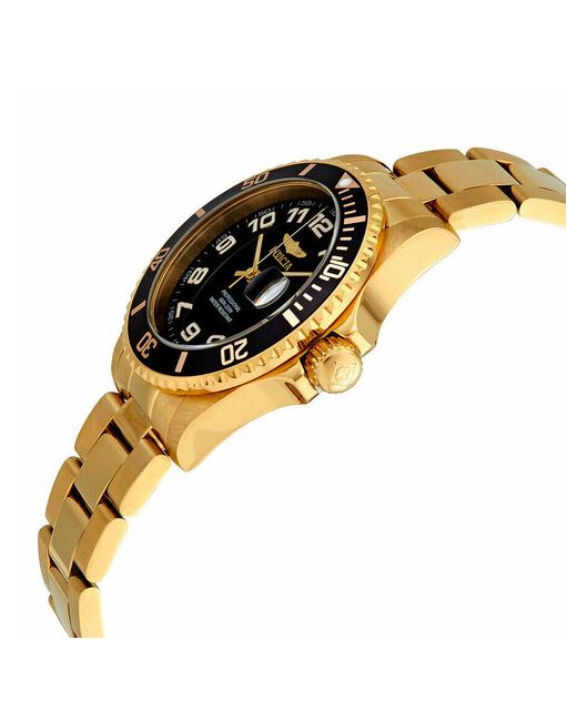 Invicta Наручные часы Pro Diver Quartz с черным циферблатом и желтым золотом