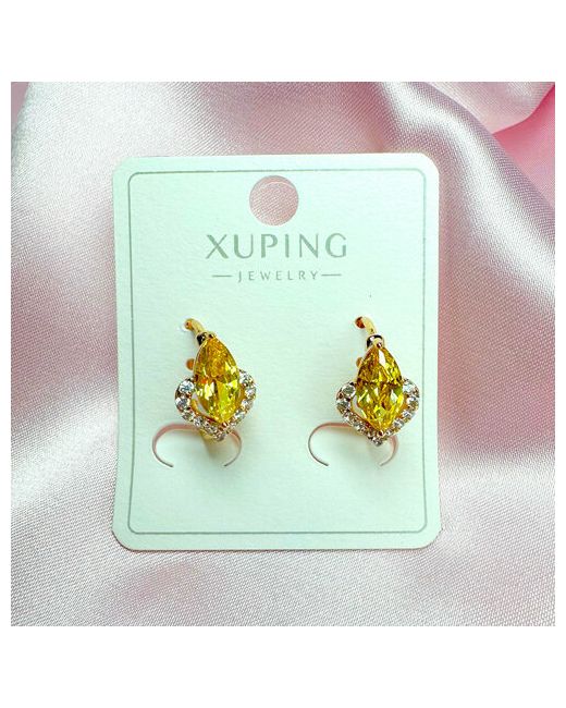 Xuping Jewelry Серьги Прекрасная маркиза с янтарным фианитом фианит желтый