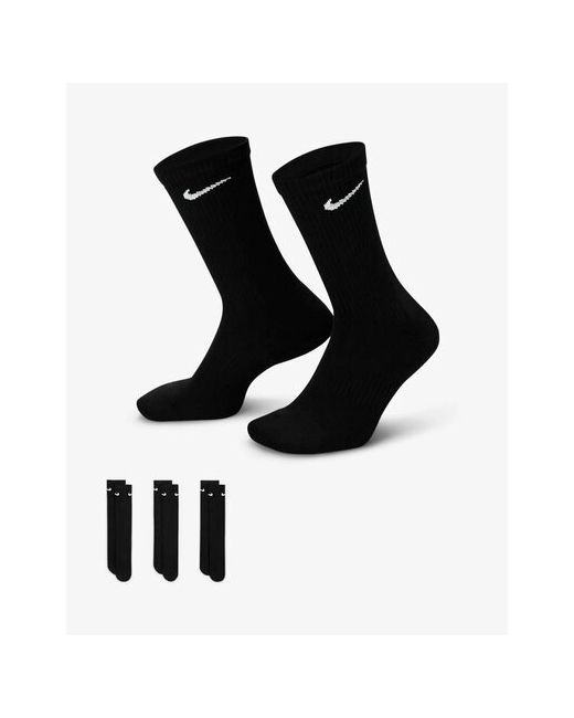 Nike Носки Everyday Cotton Lightweight Crew 3 пары размер 38-42 EU белый бежевый черный бесцветный