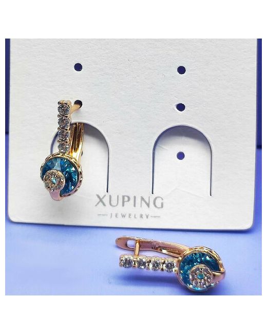 Xuping Jewelry Серьги Услада принцесс с кристаллом Swarovski фианит кристаллы голубой
