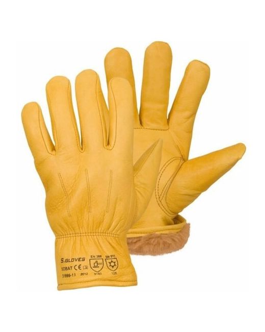 S.Gloves Утепленные кожаные перчатки из лицевой кожи S. GLOVES SOBAT размер 09 31999-09