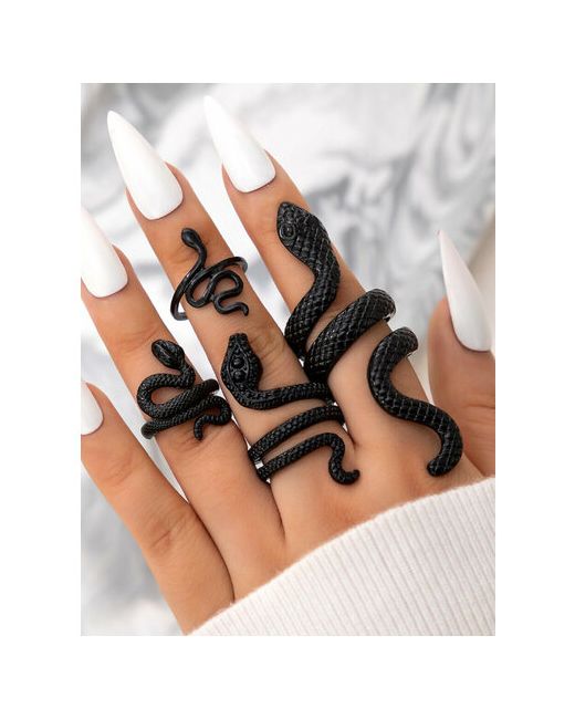 ANNIKA jewelry Набор колец с черными змеями безразмерное