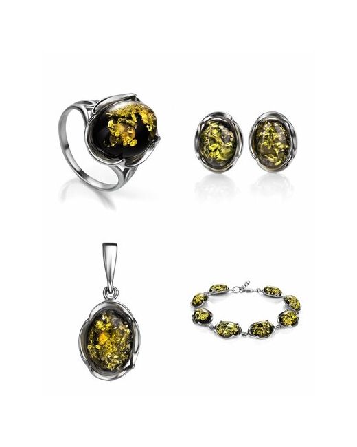 AmberHandMade Комплект бижутерии браслет кольцо серьги подвеска янтарь
