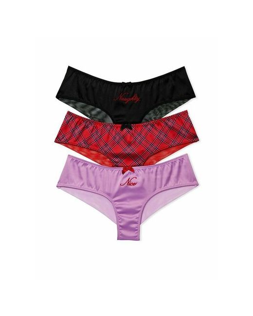 Victorias Secret Трусы 3 шт. размер фиолетовый черный красный