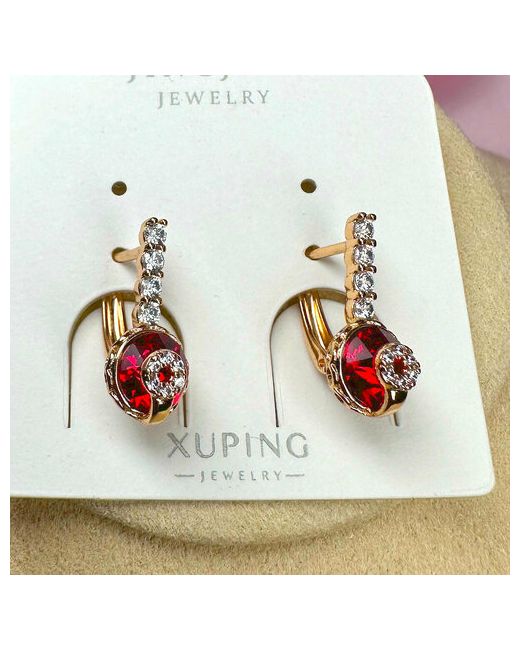 Xuping Jewelry Серьги Услада принцесс с кристаллом Swarovski фианит кристаллы красный