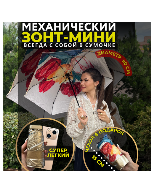 CozyNook Мини-зонт механика купол 96 см. 8 спиц система антиветер мультиколор