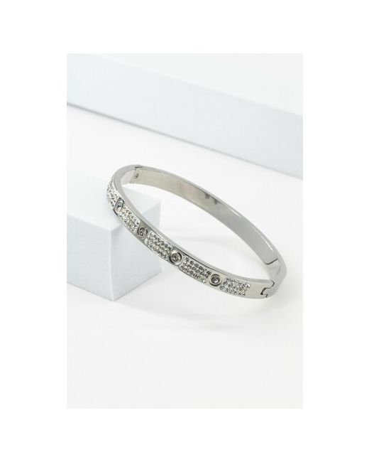 Fashion Jewerly Жесткий браслет искусственный камень фианит серебряный