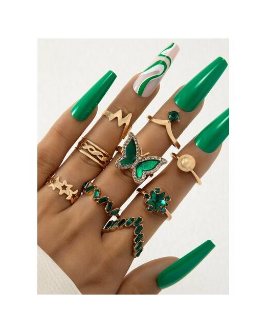 ANNIKA jewelry Набор колец зеленый золотой