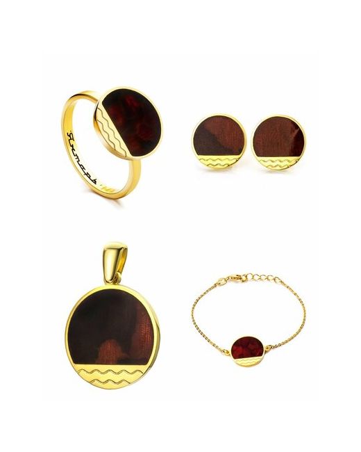 AmberHandMade Комплект бижутерии подвеска серьги кольцо браслет янтарь