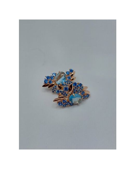 Fashion Jewelry Серьги самоцветы бижутерия циркон размер/диаметр 25 мм. синий голубой