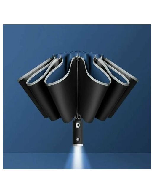 soft paws Natali Смарт-зонт автомат купол 106 см. обратное сложение с фонариком со светоотражающими элементами черный