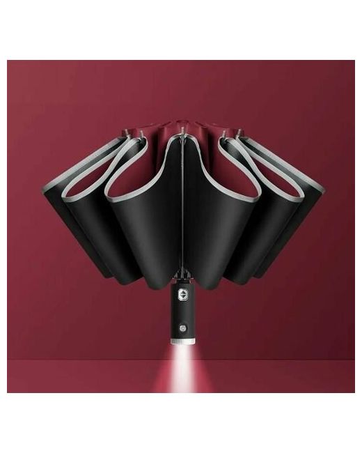 soft paws Natali Смарт-зонт автомат купол 106 см. обратное сложение с фонариком со светоотражающими элементами красный черный