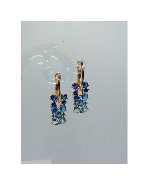 Fashion Jewelry Серьги самоцветы бижутерия циркон размер/диаметр 31 мм. синий голубой
