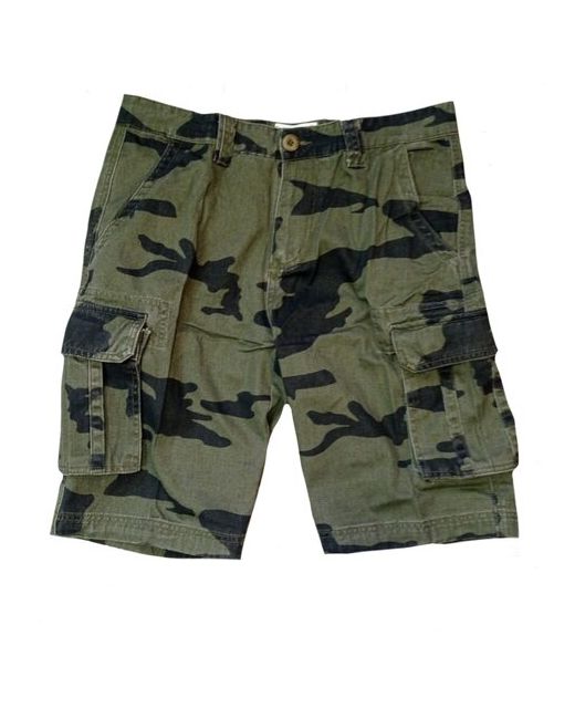 Kamukamu Карго шорты карго без ремня хлопковые Армия F камуфляж светлый размер 33 черный зеленый