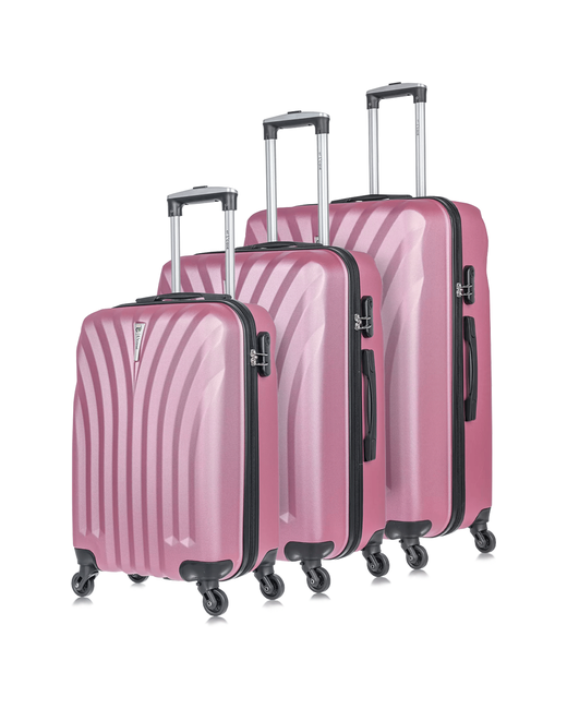 L'Case Комплект чемоданов Phuket 3 шт. 133 л размер розовый