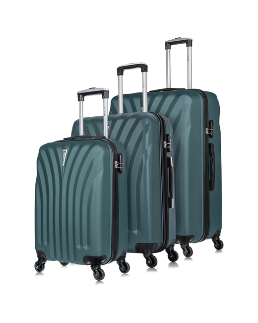 L'Case Комплект чемоданов Phuket 3 шт. 133 л размер зеленый