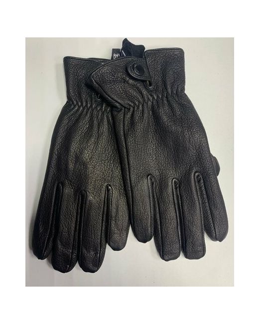 Hammon Moda Перчатки кожаные черные теплые демисезонные зимние из кожи оленя на подкладке шерсти р12