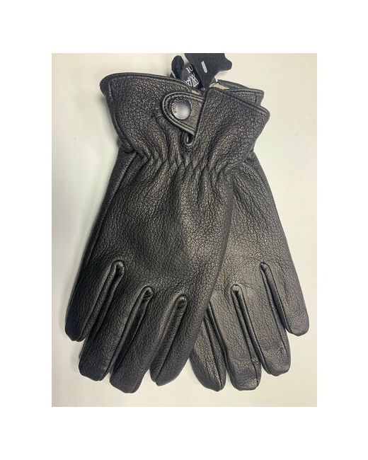 Hammon Moda Перчатки кожаные черные теплые демисезонные зимние из кожи оленя на подкладке шерсти р125
