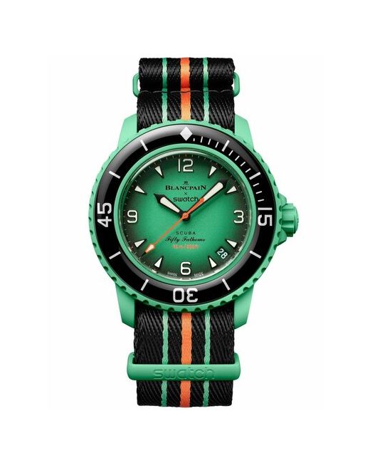 Swatch Наручные часы Blancpain x Indian Ocean SO35I100 оригинал чёрный черный зеленый