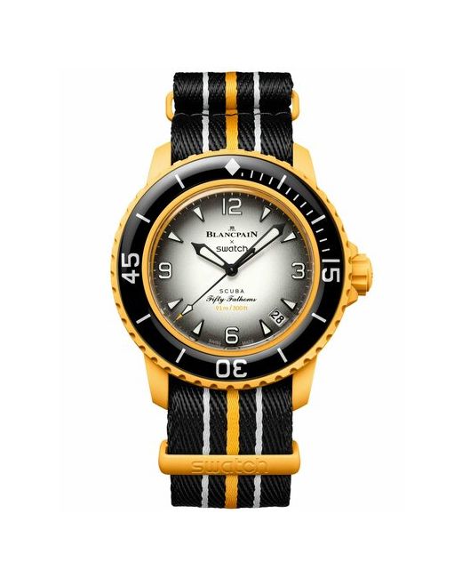 Swatch Наручные часы Blancpain x Pacific Ocean SO35P100 оригинал жёлтый желтый черный