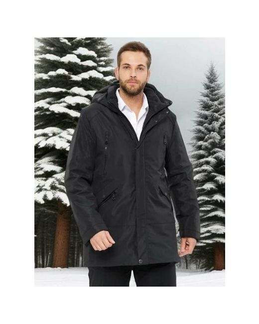 Gillmero аляска зимняя куртка удлиненная с капюшоном черная размер 54