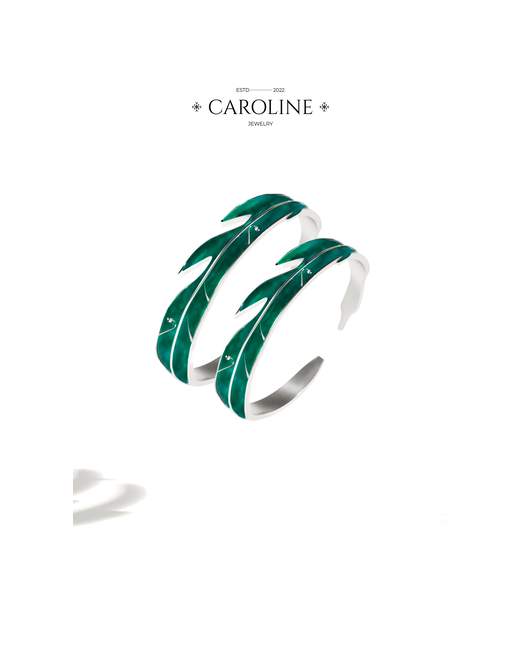 Caroline Jewelry Кольцо кристалл эмаль безразмерное зеленый серебряный