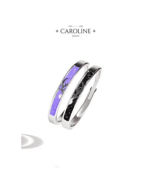 Caroline Jewelry Кольцо кристалл эмаль безразмерное фиолетовый серебряный