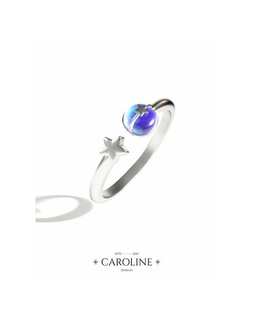 Caroline Jewelry Кольцо-кулон лунный камень кристалл безразмерное синий серебряный