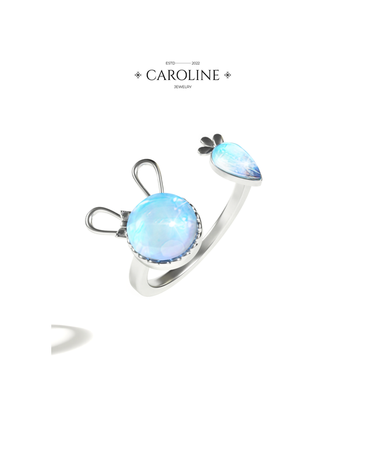 Caroline Jewelry Кольцо-кулон лунный камень кристалл безразмерное голубой серебряный