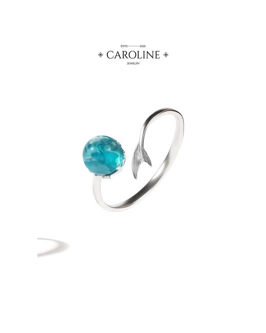 Caroline Jewelry Кольцо-кулон лунный камень кристалл безразмерное серебряный бирюзовый