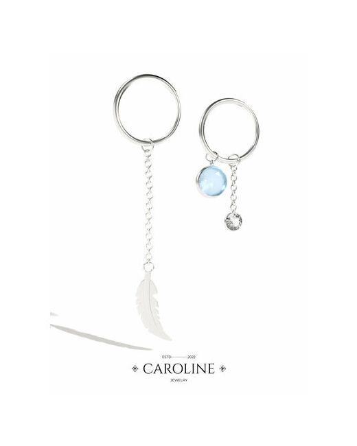 Caroline Jewelry Серьги конго кристалл серебряный