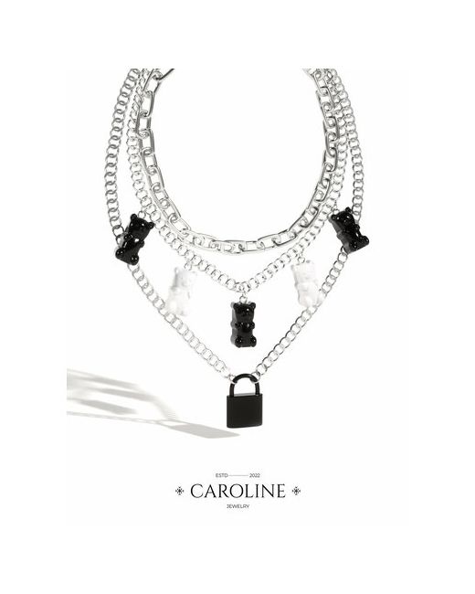 Caroline Jewelry Колье акрил длина 60 см. серебряный