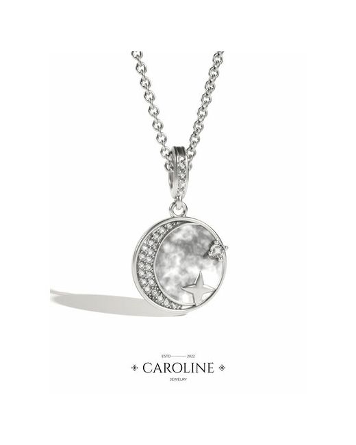 Caroline Jewelry Колье эмаль кристалл длина 46 см. серебряный