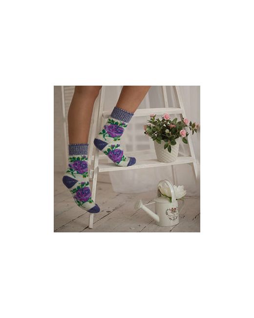 Бабушкины носки Носки размер экрю фиолетовый зеленый белый лиловый