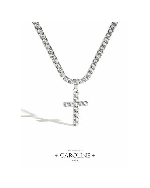 Caroline Jewelry Колье кристалл длина 44 см. серебряный