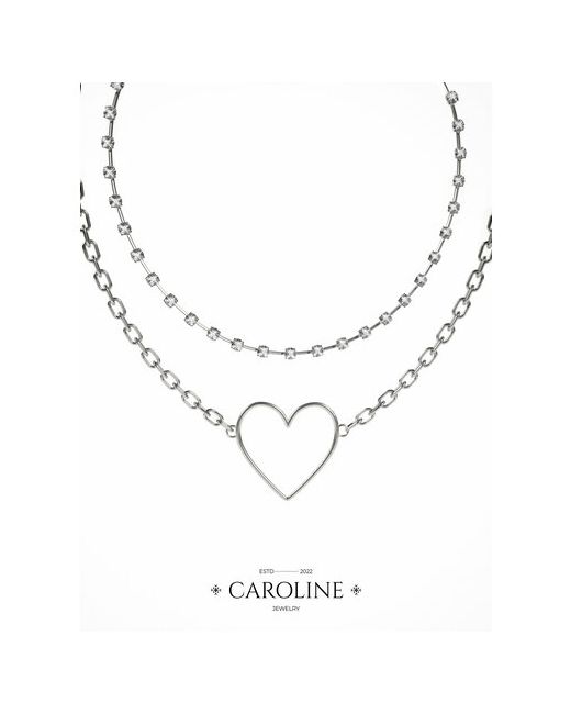 Caroline Jewelry Колье искусственный камень длина 45 см. серебряный