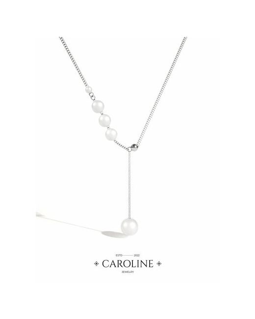 Caroline Jewelry Колье жемчуг имитация длина 45 см. серебряный