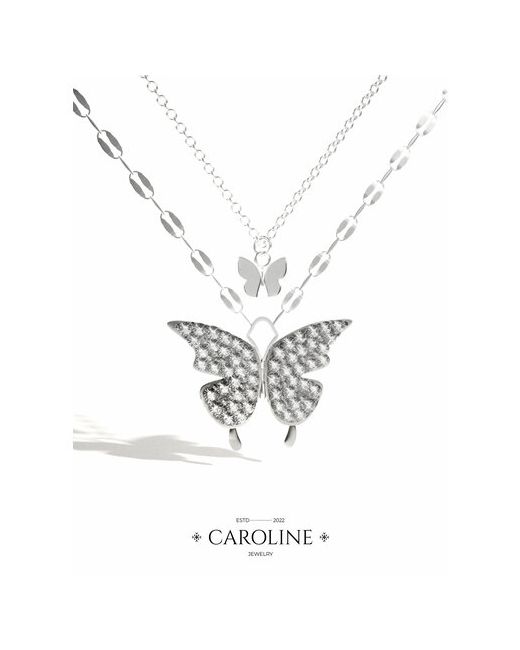Caroline Jewelry Колье искусственный камень длина 42 см. серебряный