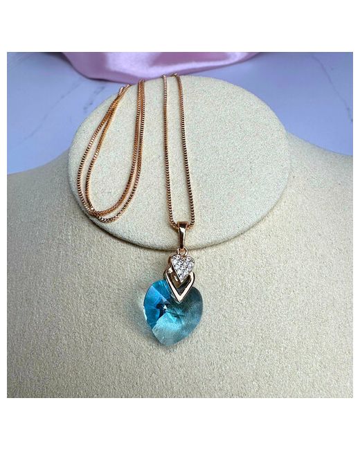 Xuping Jewelry Колье с кристаллом Сваровски Ледяное сердце циркон кристаллы Swarovski длина 45 см. голубой