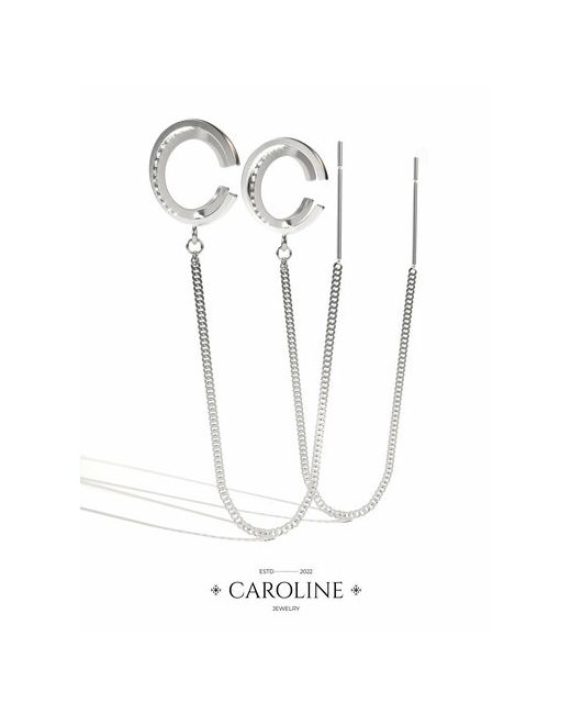 Caroline Jewelry Серьги цепочки кристалл серебряный