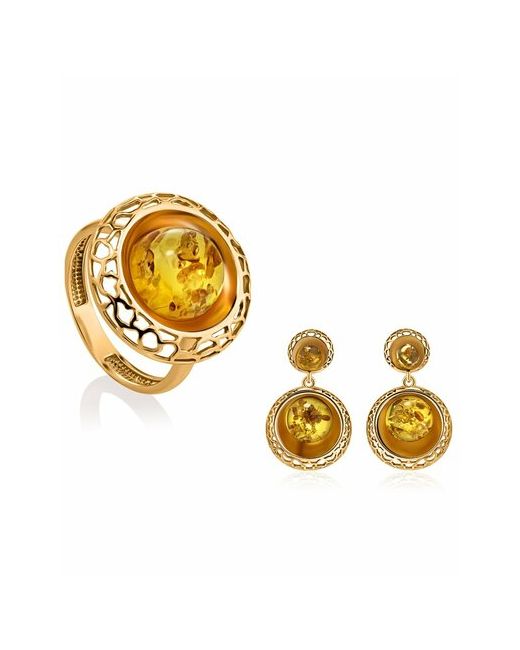 AmberHandMade Комплект бижутерии серьги кольцо янтарь